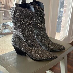 Elegant Silver Studded Women's Boots